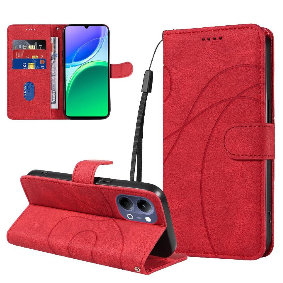 Flip Case For Vivo Y05 4G Card Slots And Kickstand Function Skin Feel Leather And Frosted Tpu Curved Pressure Line 764563800278