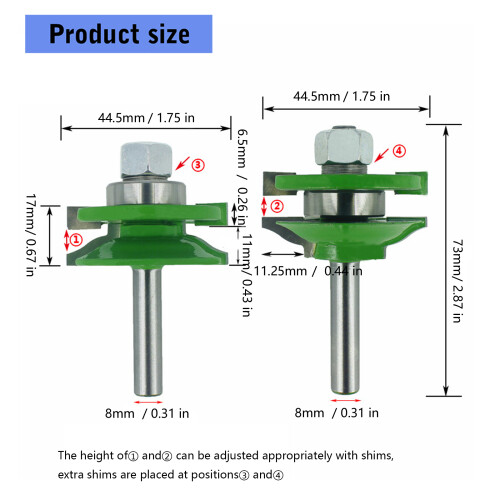 8mm Shank Raised Panel Cabinet Door Router Bit Set 8mm Shank 2
