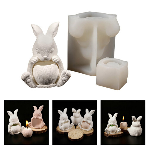 Creative Rabbit Shaped Silicone Flowerpot Mold For Resin Art 1