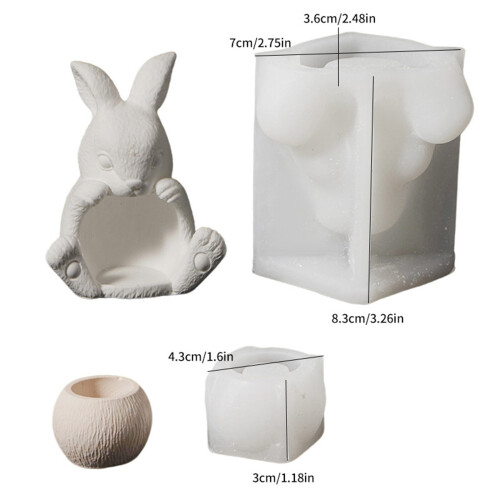 Creative Rabbit Shaped Silicone Flowerpot Mold For Resin Art 2