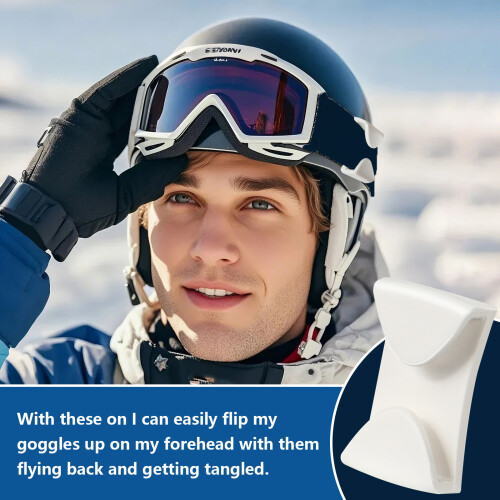 Easy to Install Ski Goggles Clip for Setups on Helmets-White 2