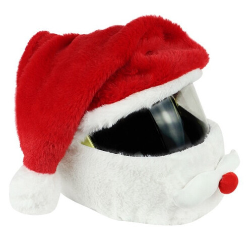 Santa Claus Motorcycle Helmets Cover Christmas Decoration-Red