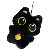 Black Kitten Doll Plush Toy Keychain With Bells Fish -Style5