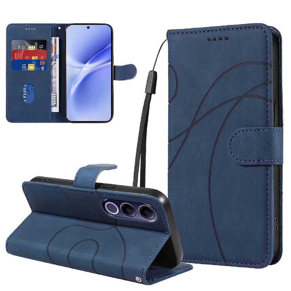 Flip Case For Vivo V70 Fe Card Slots And Kickstand Function Skin Feel Leather And Frosted Tpu Curved Pressure Line 764563800339