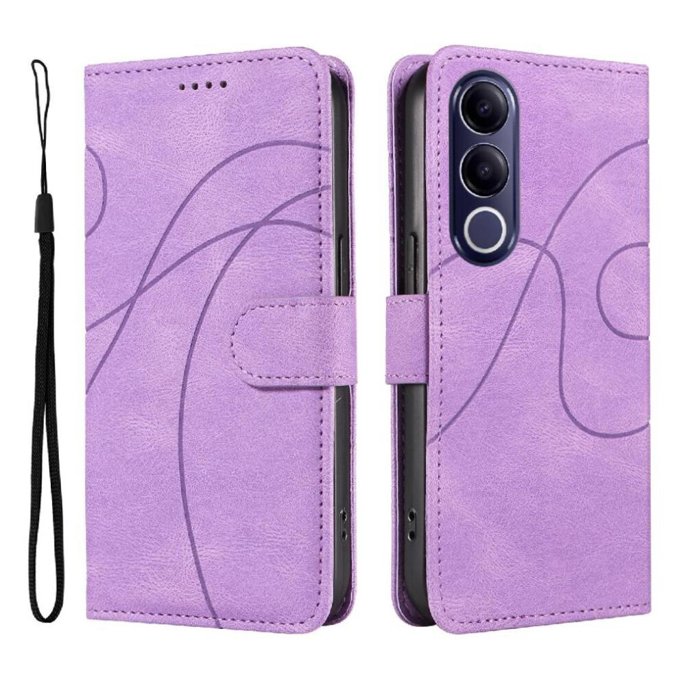 Flip Case For Vivo V70 Fe Card Slots And Kickstand Function Skin Feel Leather And Frosted Tpu Curved Pressure Line 764563800315
