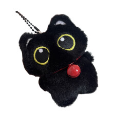 Schattig pluche zwart katje sleutelhanger met bellen en-Stijl6