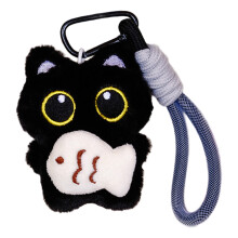 Schattig pluche zwart katje sleutelhanger met bellen en-Stijl2