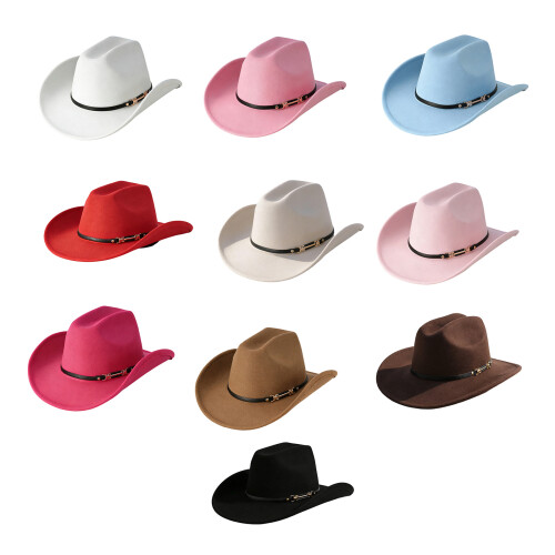 Mode Cowboyhoed Winddicht Brede Rand Westerse Hoge Hoed-Zwart 1