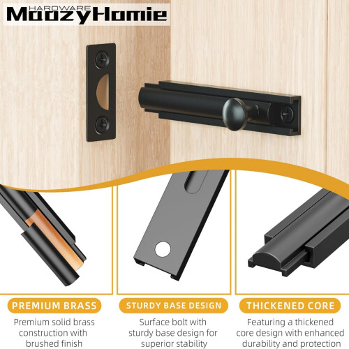 Barn Door Security Locks Sliding Lock Bolt Latches Hasp-Black 1