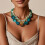 Collier de perles vertes superposées artistiques, chaîne de cou, 6