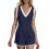 Womens Athletic Romper Backless Sleeveless Short-navy blue L 1