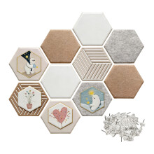 Hexagon Felts Cork Board Tiles,Adhesive DIY Bulletin-Six holes