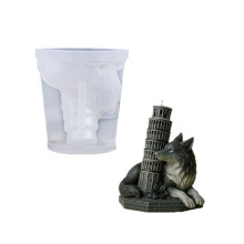 Moule à bougie en silicone avec des motifs de loups et de tours
