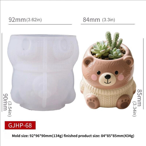Moule créatif en Silicone en forme d'ours, récipient en résine 2