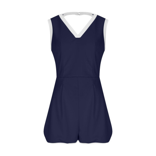 Womens Athletic Romper Backless Sleeveless Short-navy blue L 2