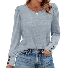 Women's long-sleeved shirt with buttons and cuffs,-grablue XXL