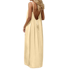 Women's Strap Backless Loose-fitting Resort Long Dress-4 XXXL