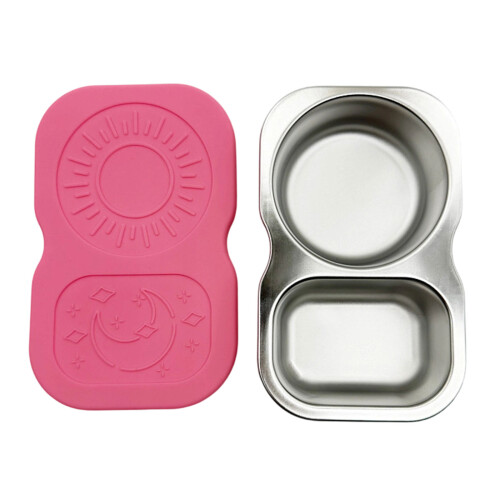 Sturdy Nonrust Steel 2 Compartment Dip Cup Excellent For-Pink