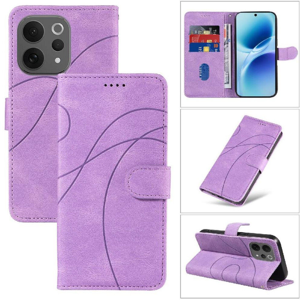 () Flip Case For Vivo V70 5G Card Slots And Kickstand Function Curved Pressure Line Skin Feel Leather And Frosted Tpu 764563801718