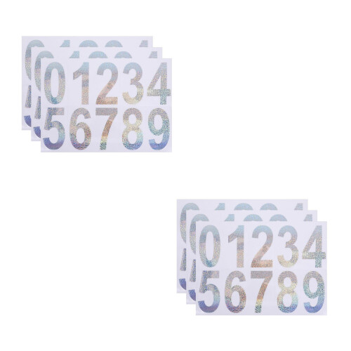 6 Pièces Stickers Numéros Réfléchissants PVC Imperméables Pour Boîtes