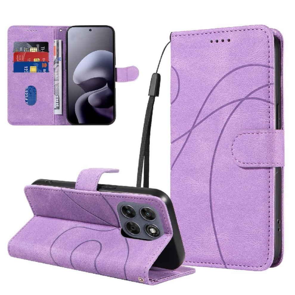 Photos - Case Flip  for Motorola MOTO G77 5G Card Slots And Kickstand Function Skin Feel Leather And Frosted TPU Curved Pressure Line