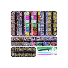 9 Shaped Princess Cut Glass Gems Nail Decoration Set With