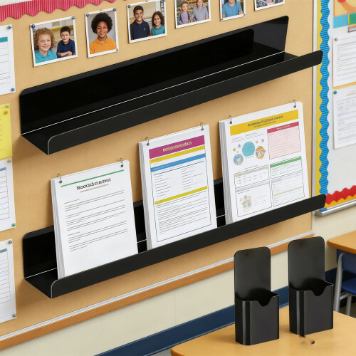 Durable Acrylic Shelf For Whiteboard And Refrigerator-Black 2