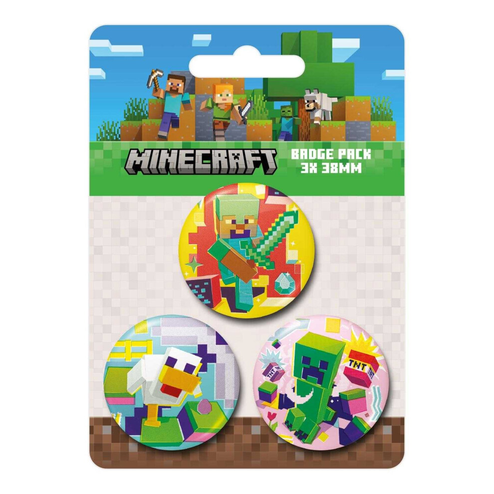 Minecraft Characters Badge (Pack Of 3)
