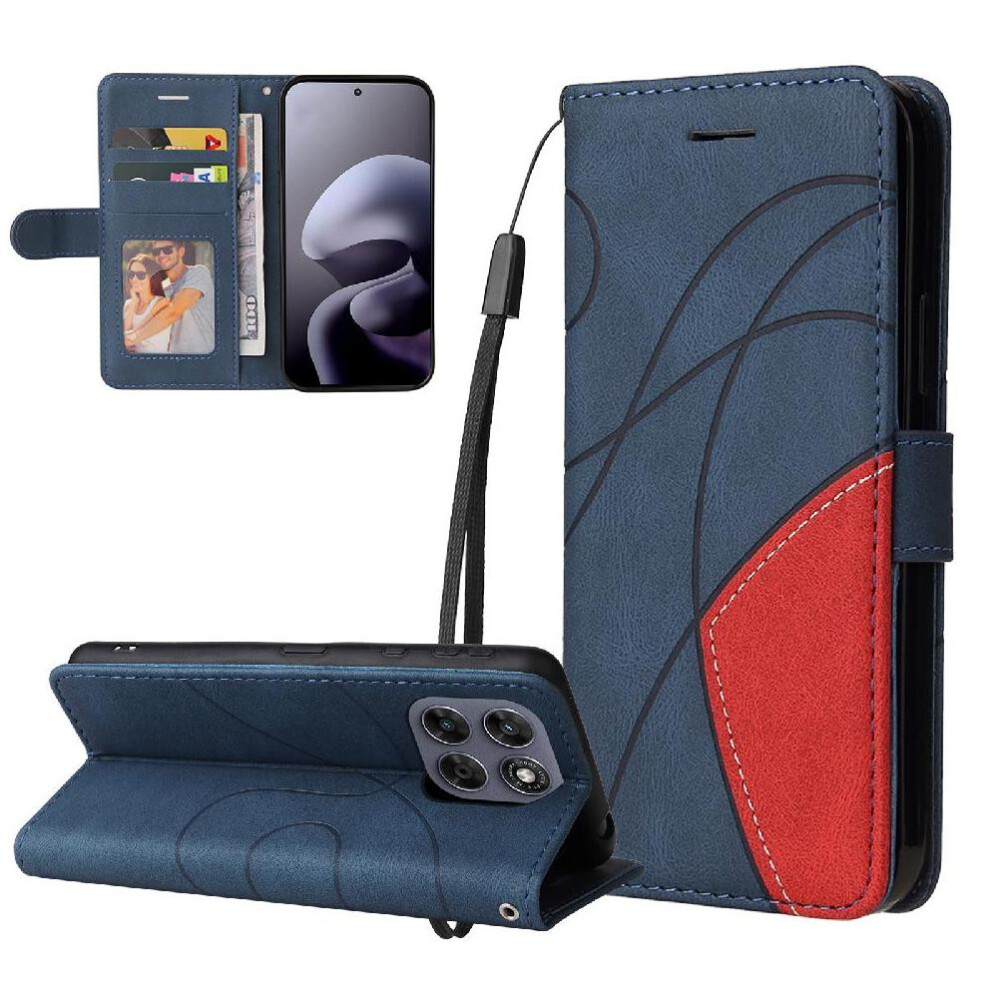 Flip Case For Motorola Moto G77 5G Stitching Color Flip Folio Book With Card Slot Stand Leather Wallet Kickstand Protective 764563802975