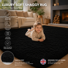 (200x290cm-Large Area Rug, Black) Shaggy Rug-Non Slip Faux Fur Extra Large Area Rugs for Livingroom Bedroom Carpet