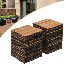 Losas de terraza - OUKANING - Lote 36 - Madera de acacia - 30x30 cm - Encajables, fondo PE resistente