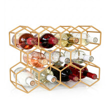 Wine Rack 11 Bottle Holder Modern Metal Wire Storage for Countertop Table Top
