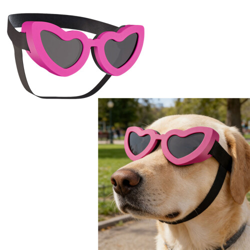 Winddichte Hundebrille mit herzförmiger Linse für-Rosa 2