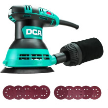 DCA Random Orbital Sander, 300W 12000 OPM Electric Sander with Dust Collection, 125MM Hand Electric Tool, 6 Variable Speeds, 10pcs Sandpapers
