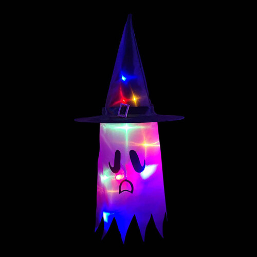 LED-beleuchteter Hexenhut als Halloween-Dekoration 1