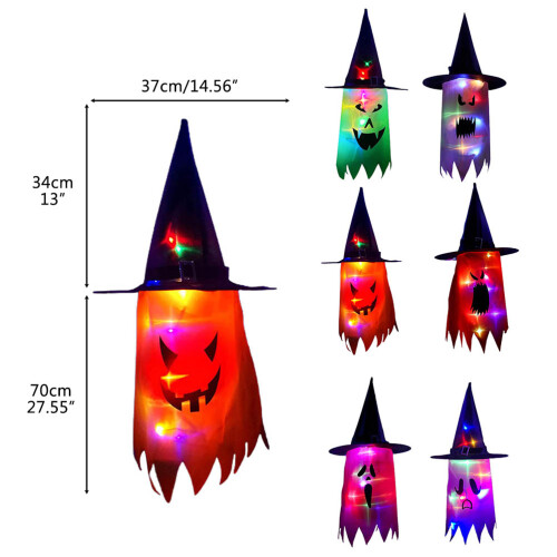 LED-beleuchteter Hexenhut als Halloween-Dekoration 2