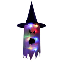 Chapéu de bruxa decorativo em LED, luminária suspensa de 75 cm.