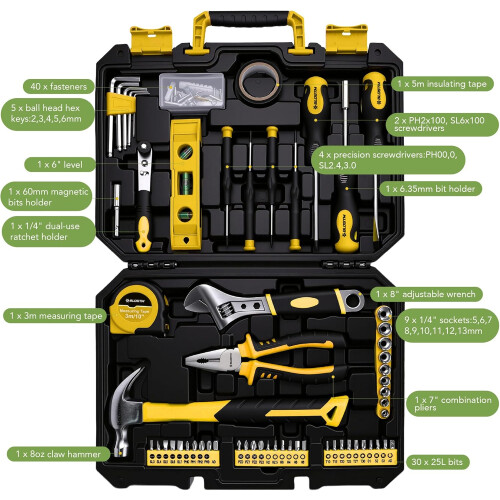  BLOSTM 100 Piece Tool Kit - Home Tool Set with Essential Hand Tools for DIY Projects, Household Repairs 2
