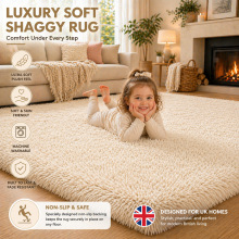 (60x110cm-BedSide Rug, Cream/White) Shaggy Rug-Non Slip Faux Fur Extra Large Area Rugs for Livingroom Bedroom Carpet