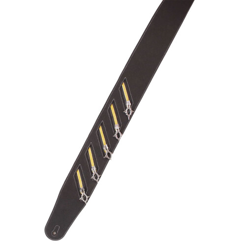 Sangle de guitare Punk en microfibre, avec décorations-Noir 17