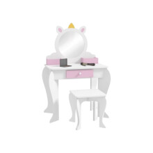 Unicorn-Design Kids Dressing Table, with Mirror and Stool - White