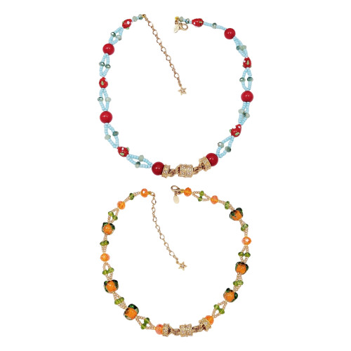 Collier de perles pendentif en forme de fruit végétal en-fraise 1