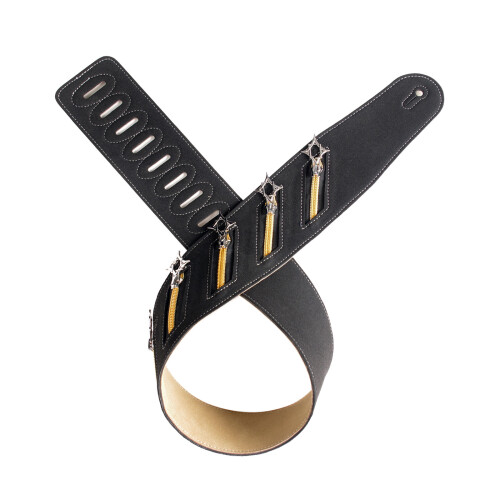 Stud Embellished Guitar Strap Punk Fashion Microfiber-Black 17