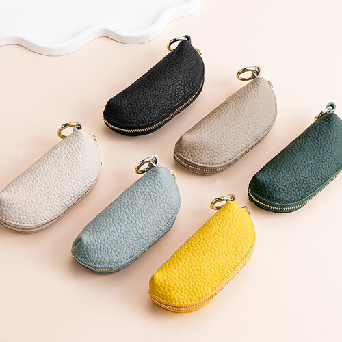 Mini porte-monnaie à fermeture éclair en cuir PU pour-Noir 1