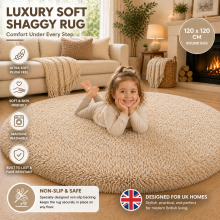 (120x120cm Round, Beige) Shaggy Rug-Non Slip Faux Fur Extra Large Area Rugs for Livingroom Bedroom Carpet