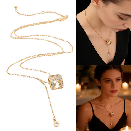 Collier élégant avec pendentif gourde géométrique en Zircon 1