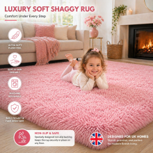 (200x290cm-Large Area Rug, Pink) Shaggy Rug-Non Slip Faux Fur Extra Large Area Rugs for Livingroom Bedroom Carpet