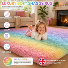 (60x110cm-BedSide Rug, Rainbow) Shaggy Rug-Non Slip Faux Fur Extra Large Area Rugs for Livingroom Bedroom Carpet