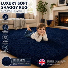 (140x200cm-Small Area Rug, Navy) Shaggy Rug-Non Slip Faux Fur Extra Large Area Rugs for Livingroom Bedroom Carpet