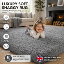 (200x290cm-Large Area Rug, Grey) Shaggy Rug-Non Slip Faux Fur Extra Large Area Rugs for Livingroom Bedroom Carpet